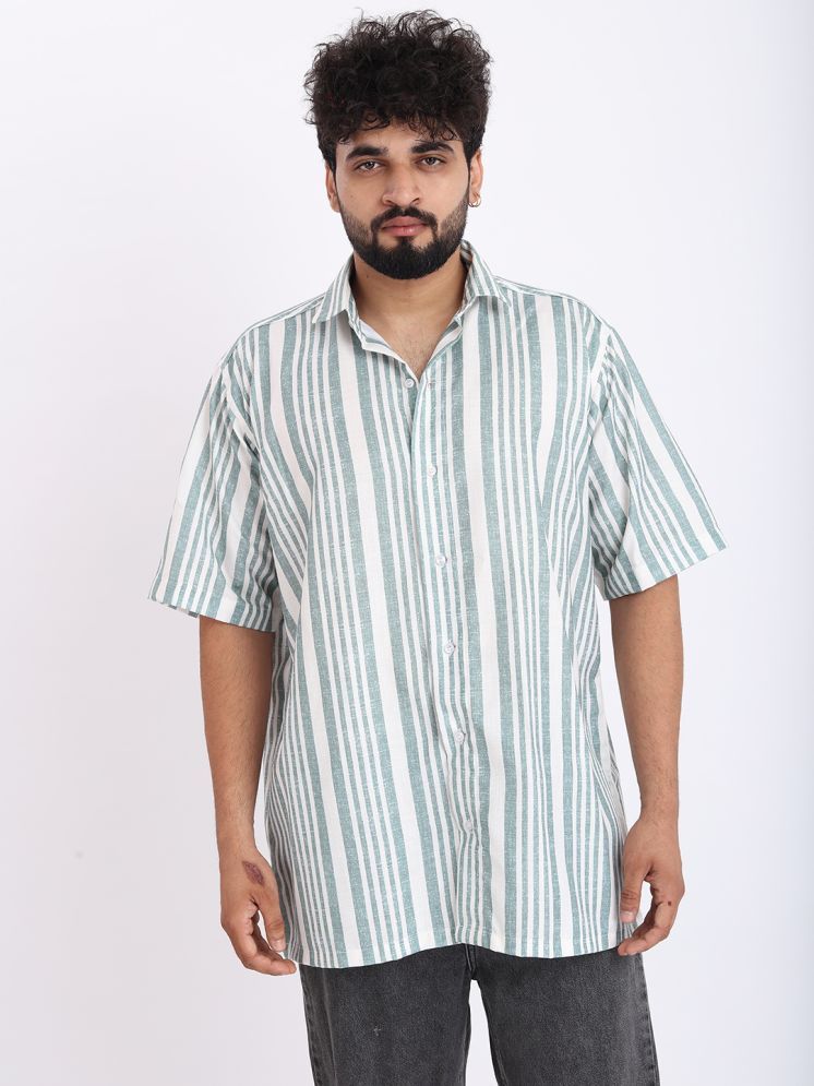     			BOWLIFESTYLE Cotton Blend Regular Fit Striped Half Sleeves Men's Casual Shirt - Green ( Pack of 1 )