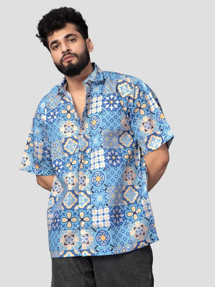     			BOWLIFESTYLE Cotton Blend Regular Fit Printed Half Sleeves Men's Casual Shirt - Light Blue ( Pack of 1 )