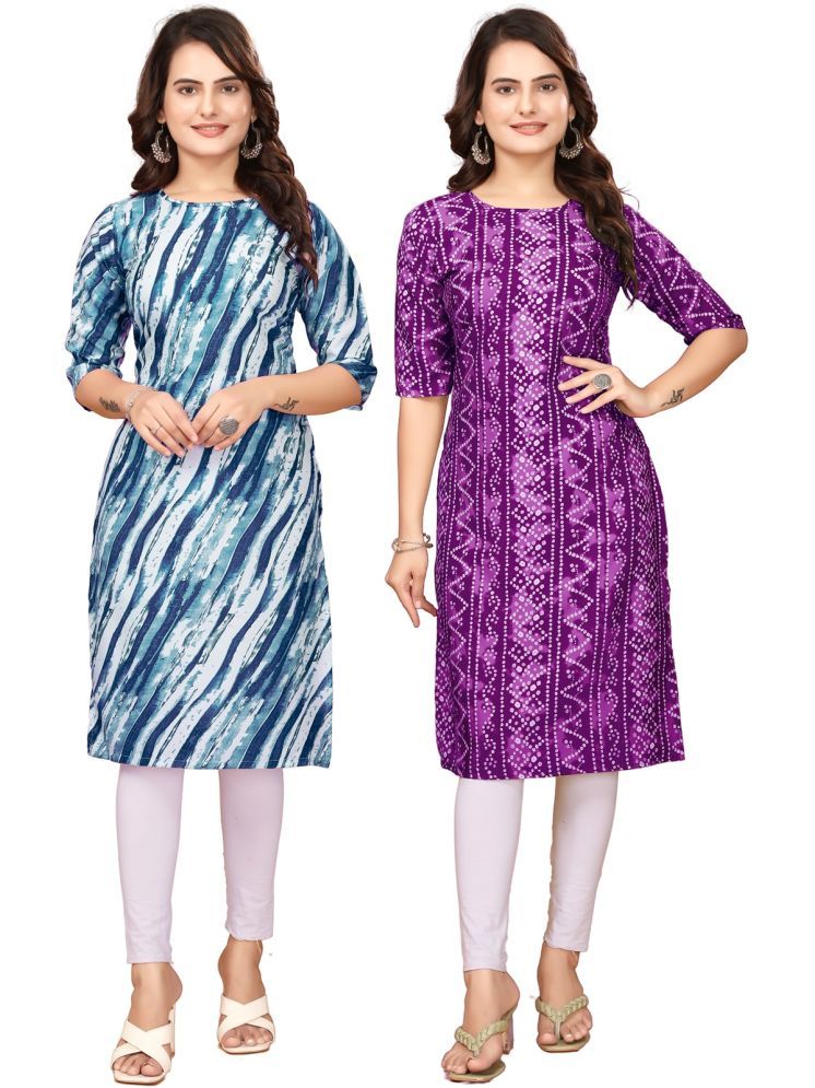     			CAMERON STYLE Crepe Printed Straight Women's Kurti - Blue,Purple ( Pack of 2 )