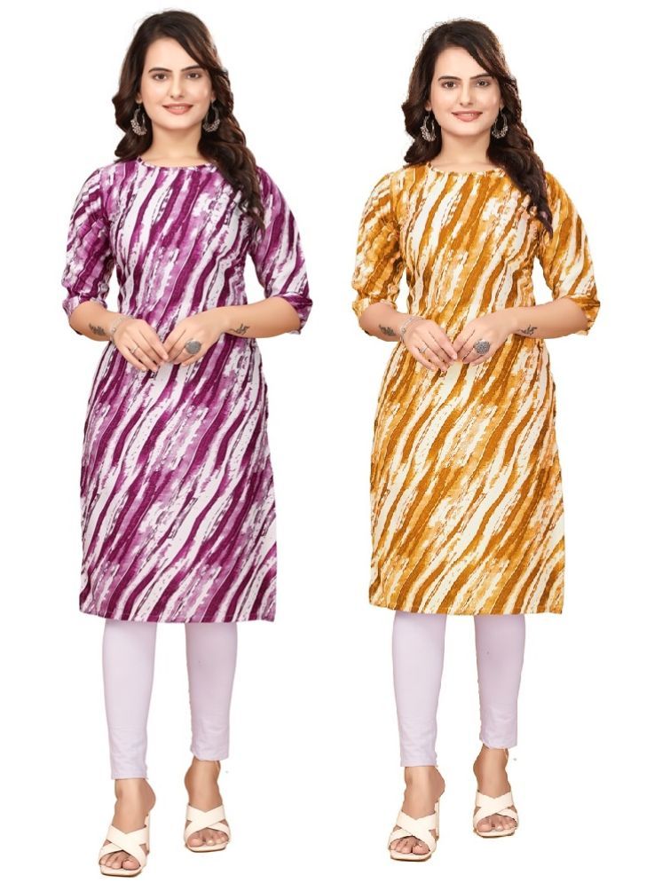     			CAMERON STYLE Crepe Printed Straight Women's Kurti - Purple,Yellow ( Pack of 2 )