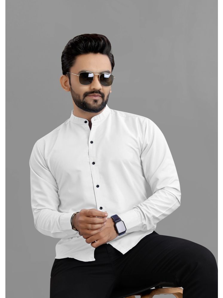     			Ethnic Trendz Cotton Blend Regular Fit Solids Full Sleeves Men's Casual Shirt - White ( Pack of 1 )