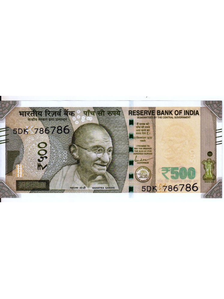     			Extreme Rare 500 Rupee Super Fancy number 786-786 UNC Note