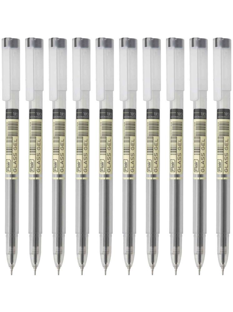     			FLAIR Glass 0.6mm Gel Pen Black ink, Pack of 10*4