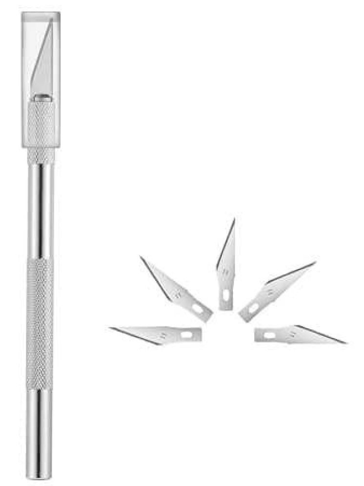     			FREEDY Detail Pen Knife with 5 Interchangeable Sharp Blades for Carving/Mat Cutting &Paper Cutting