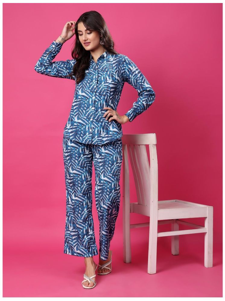     			Hangup Blue Printed Pant Top Set