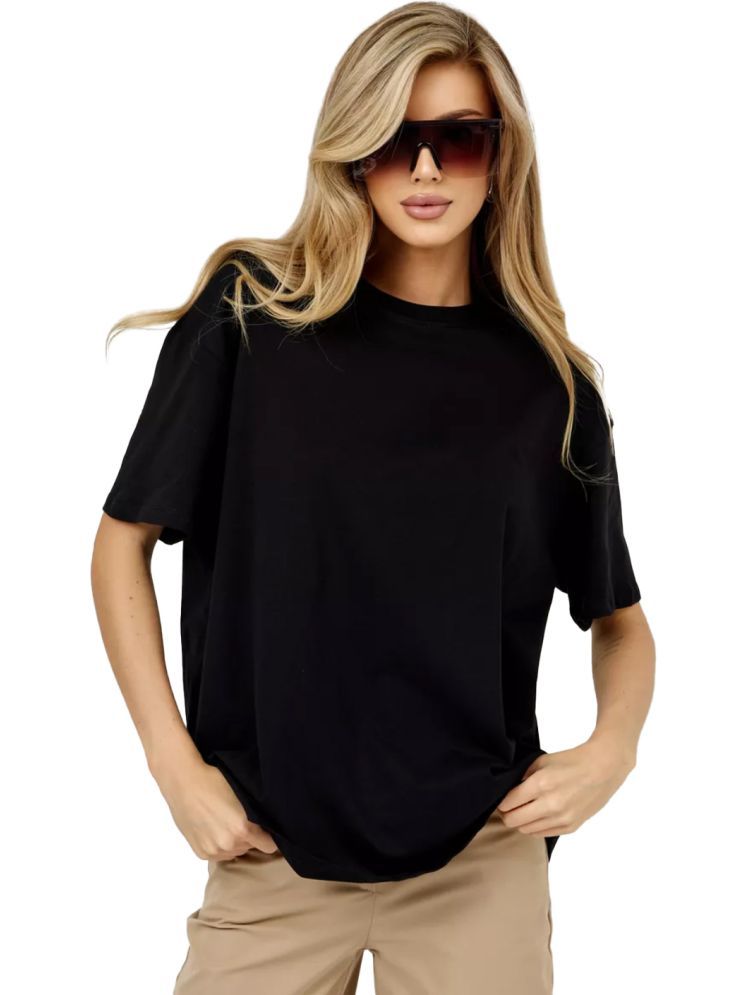     			Leotude Black Cotton Blend Women's T-Shirt ( Pack of 1 )