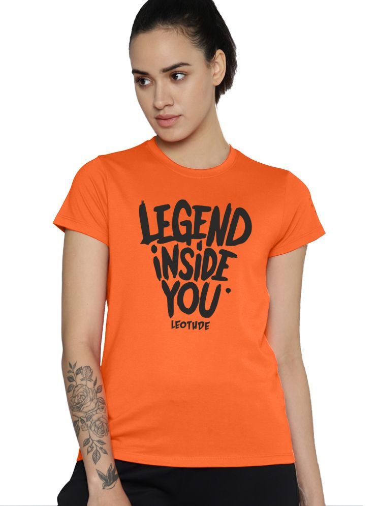     			Leotude Orange Polyester Loose Fit Women's T-Shirt ( Pack of 1 )