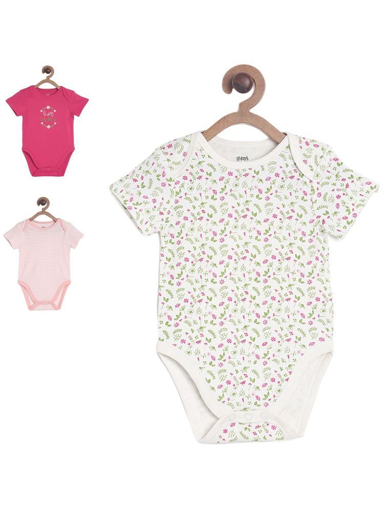     			MINI KLUB Multicolor Cotton Bodysuit For Baby Girl ( Pack of 3 )