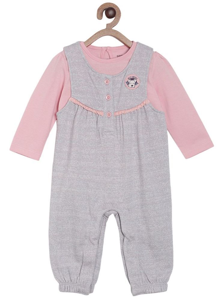     			MINI KLUB Pink Cotton Baby Girl Dungaree Sets ( Pack of 2 )