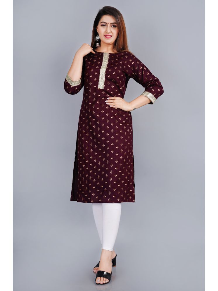     			NUPITAL Viscose Blend Printed Straight Women's Kurti - Wine ( Pack of 1 )