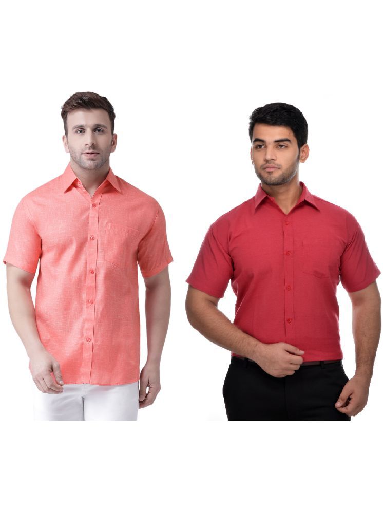     			RIAG Cotton Blend Regular Fit Solids Half Sleeves Men's Casual Shirt - Red ( Pack of 2 )