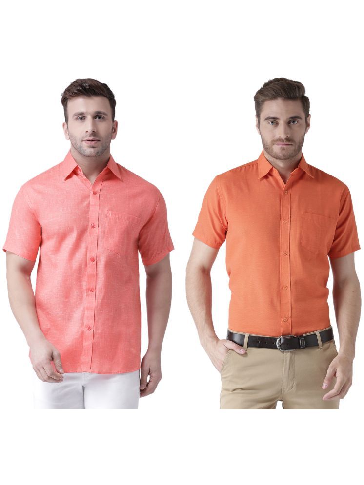     			RIAG Cotton Blend Regular Fit Solids Half Sleeves Men's Casual Shirt - Orange ( Pack of 2 )