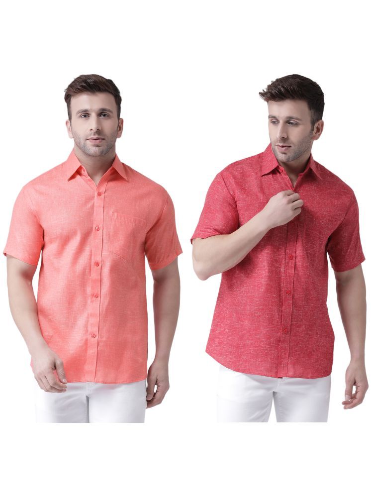     			RIAG Cotton Blend Regular Fit Solids Half Sleeves Men's Casual Shirt - Red ( Pack of 2 )