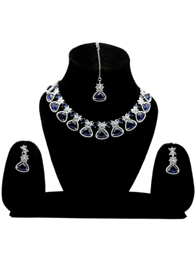     			Unicorn Blue Metal Necklace Set ( Pack of 1 )