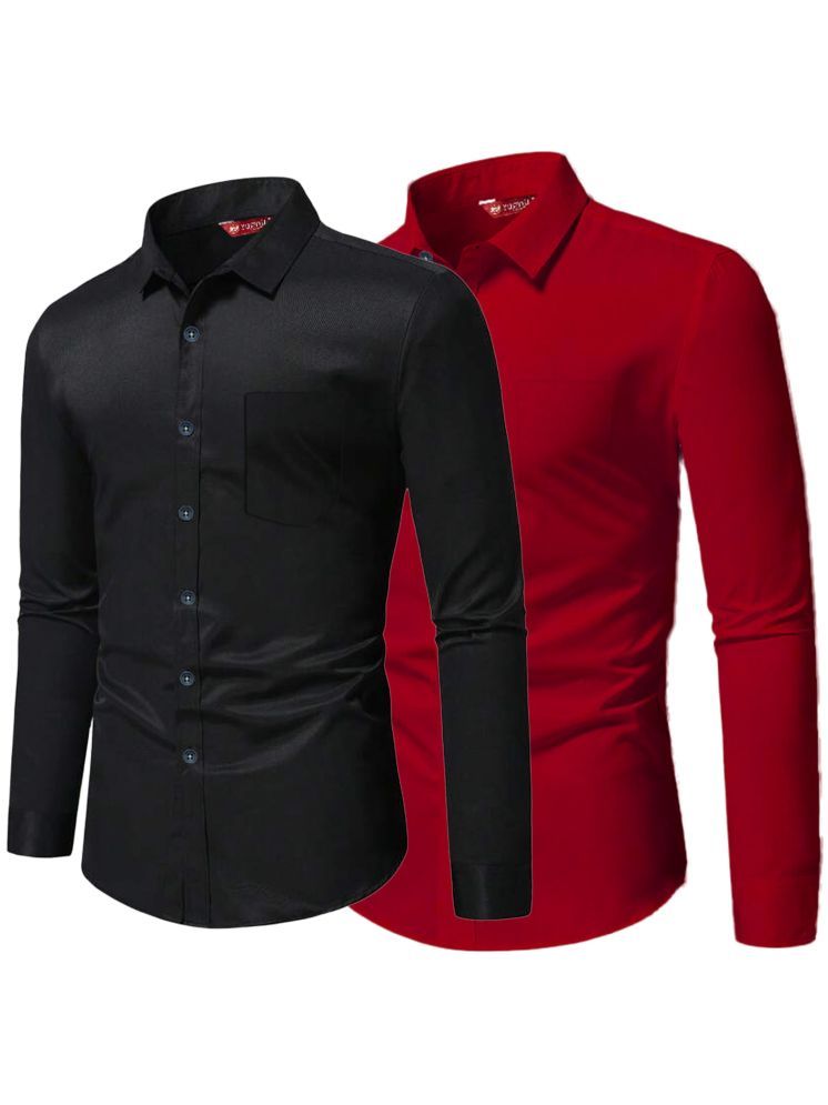     			Yugnik Cotton Blend Slim Fit Full Sleeves Men's Formal Shirt - Red ( Pack of 2 )