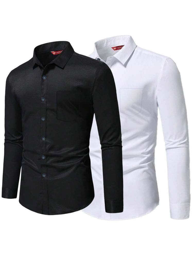     			Yugnik Cotton Blend Slim Fit Full Sleeves Men's Formal Shirt - White ( Pack of 2 )