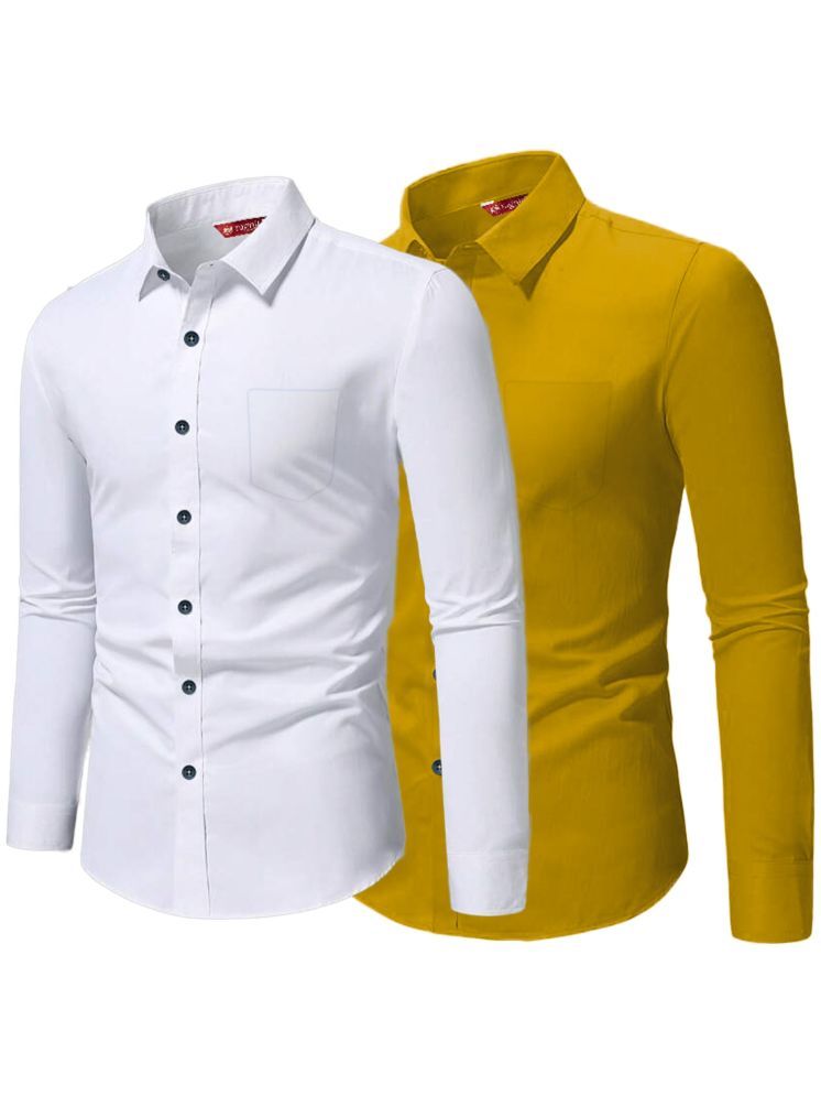     			Yugnik Cotton Blend Slim Fit Full Sleeves Men's Formal Shirt - Yellow ( Pack of 2 )