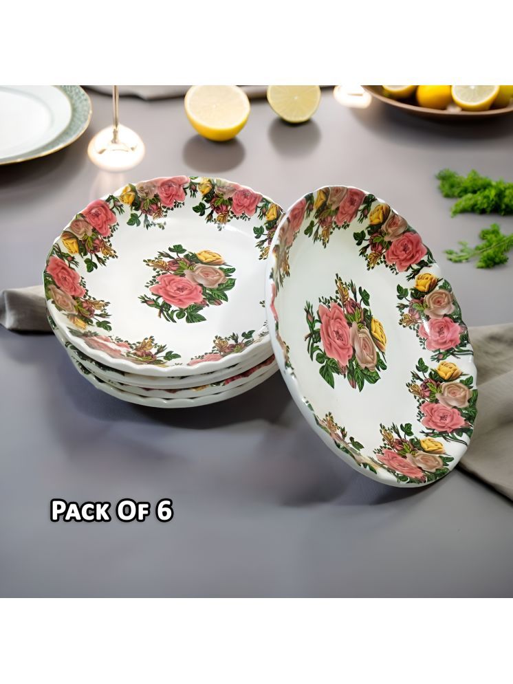     			kitchrox 6 Pcs Melamine Multi Color Quarter Plate