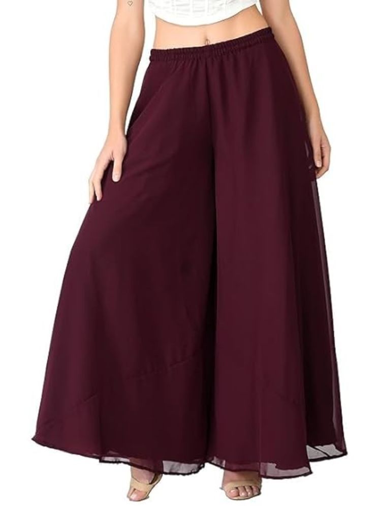     			Aura Glam - Wine Georgette Women's Palazzo ( Pack of 1 )