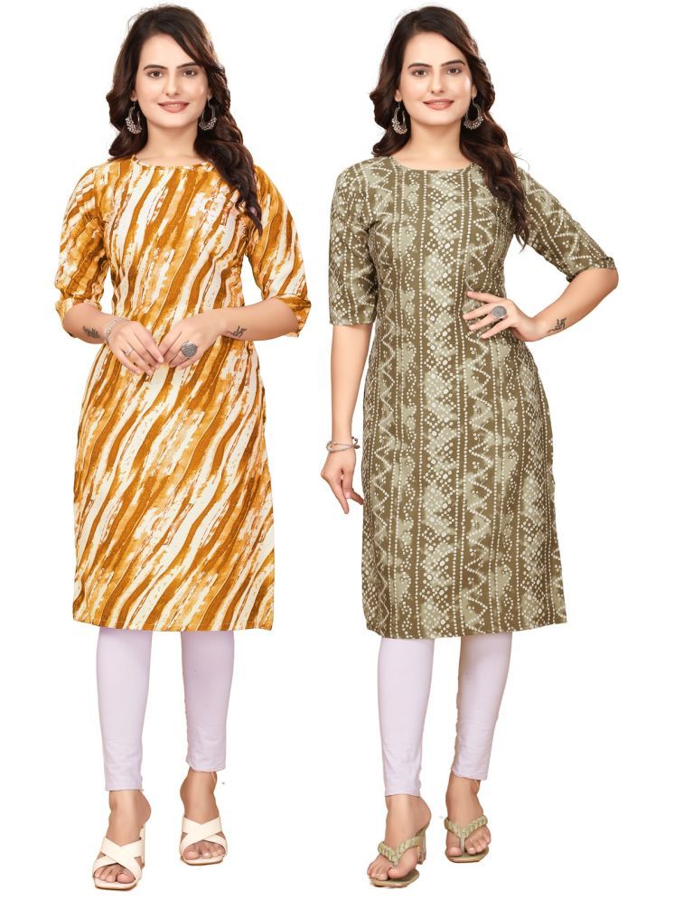     			CAMERON STYLE Crepe Printed Straight Women's Kurti - Yellow,Multicoloured ( Pack of 2 )