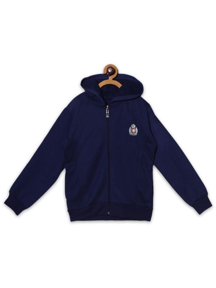     			Fashionable Navy blue color hooded zipper sweatshirts with Authentic logo  and side pocket on front in fleeze fabric for Kids