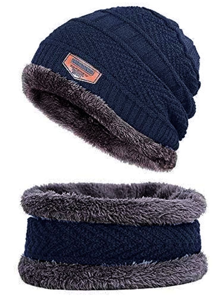     			Infispace Blue Woollen Men's Cap ( Pack of 1 )