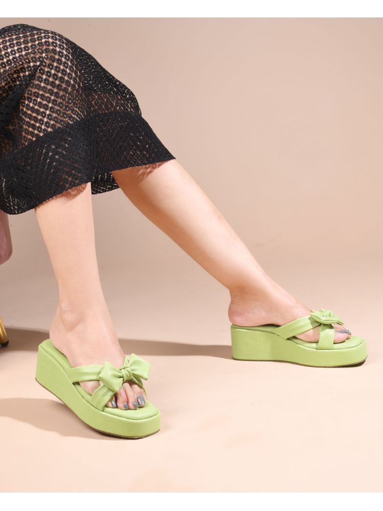     			JM Looks Green Women's Slip On Heels