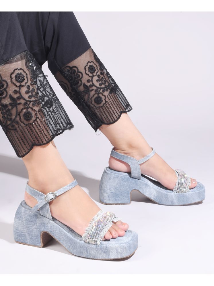     			JM Looks Light Blue Women's Sandal Heels