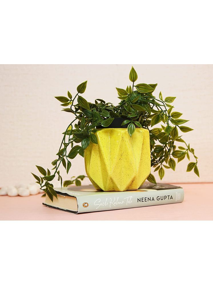     			Leafy Tales Yellow Ceramic Ceramic Planters ( Pack of 1 )