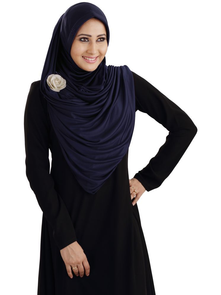     			Mehar Navy Polycotton Stitched Hijab - Single