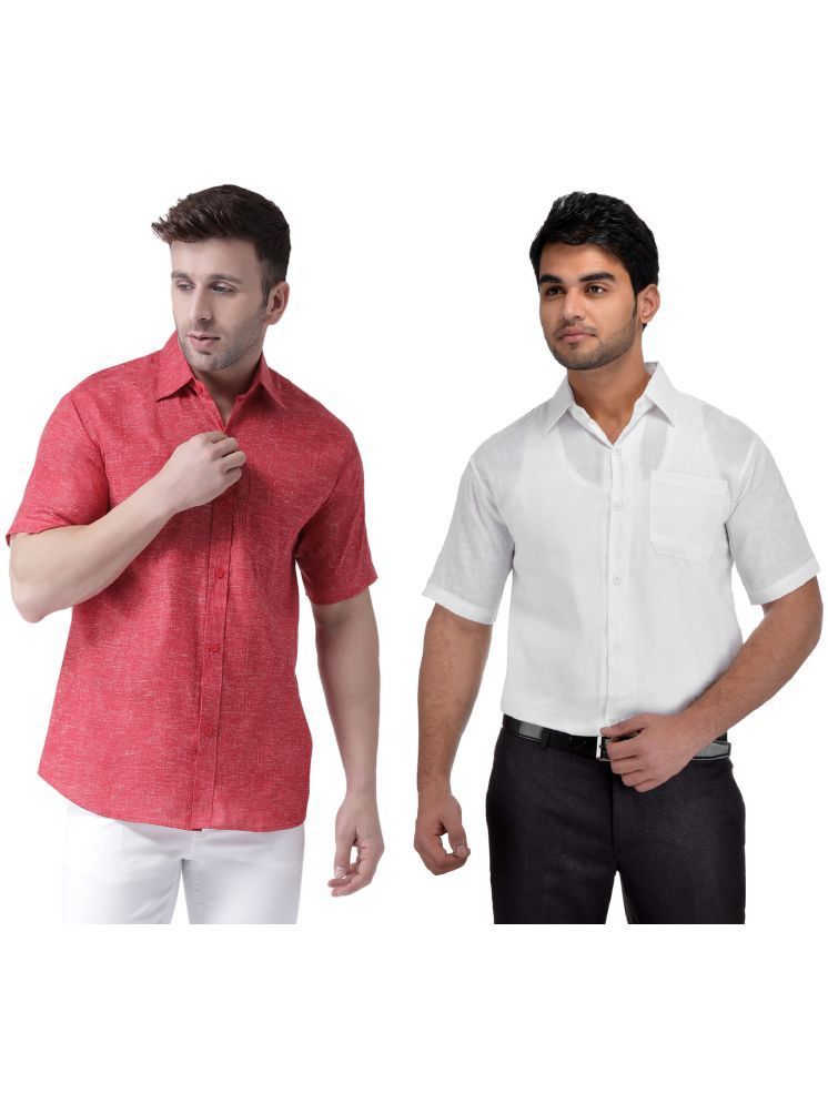     			RIAG Cotton Blend Regular Fit Solids Half Sleeves Men's Casual Shirt - White ( Pack of 2 )