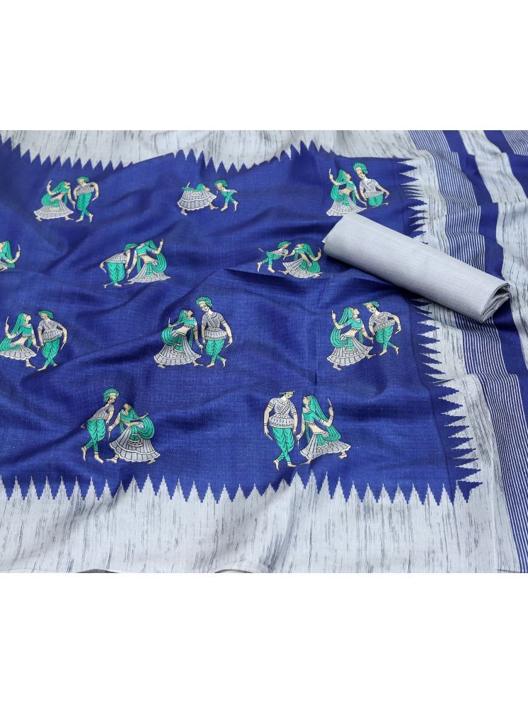     			Rekha Maniyar Georgette Printed Saree With Blouse Piece - Blue ( Pack of 1 )