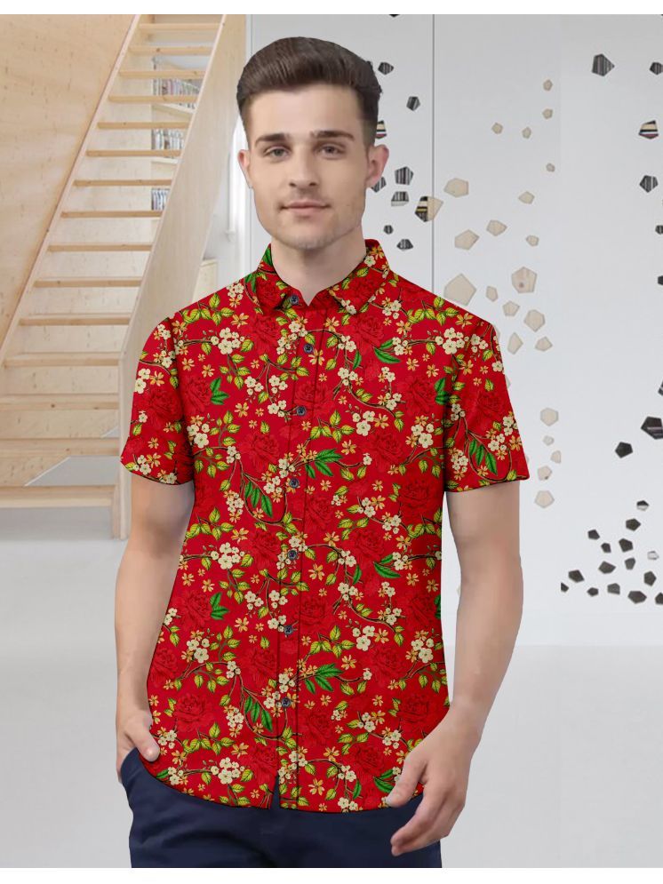     			kedar fab Polyester Regular Fit Printed Half Sleeves Men's Casual Shirt - Red ( Pack of 1 )