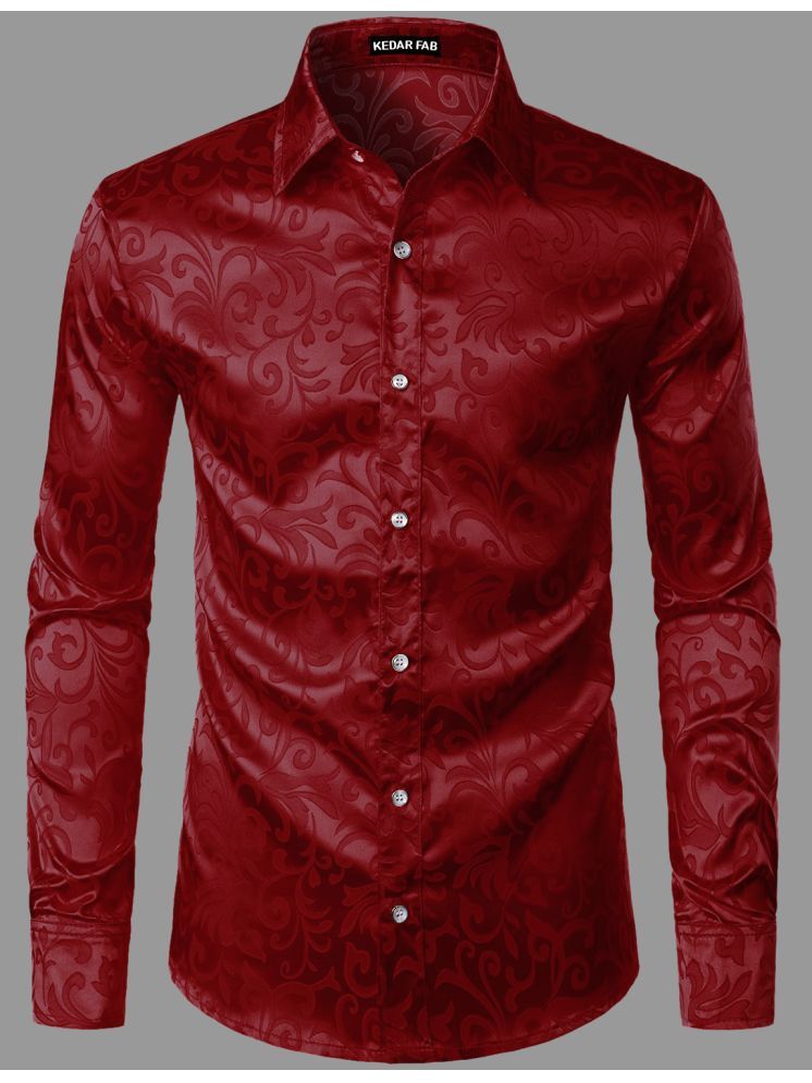     			kedar fab Polyester Regular Fit Self Design Full Sleeves Men's Casual Shirt - Maroon ( Pack of 1 )