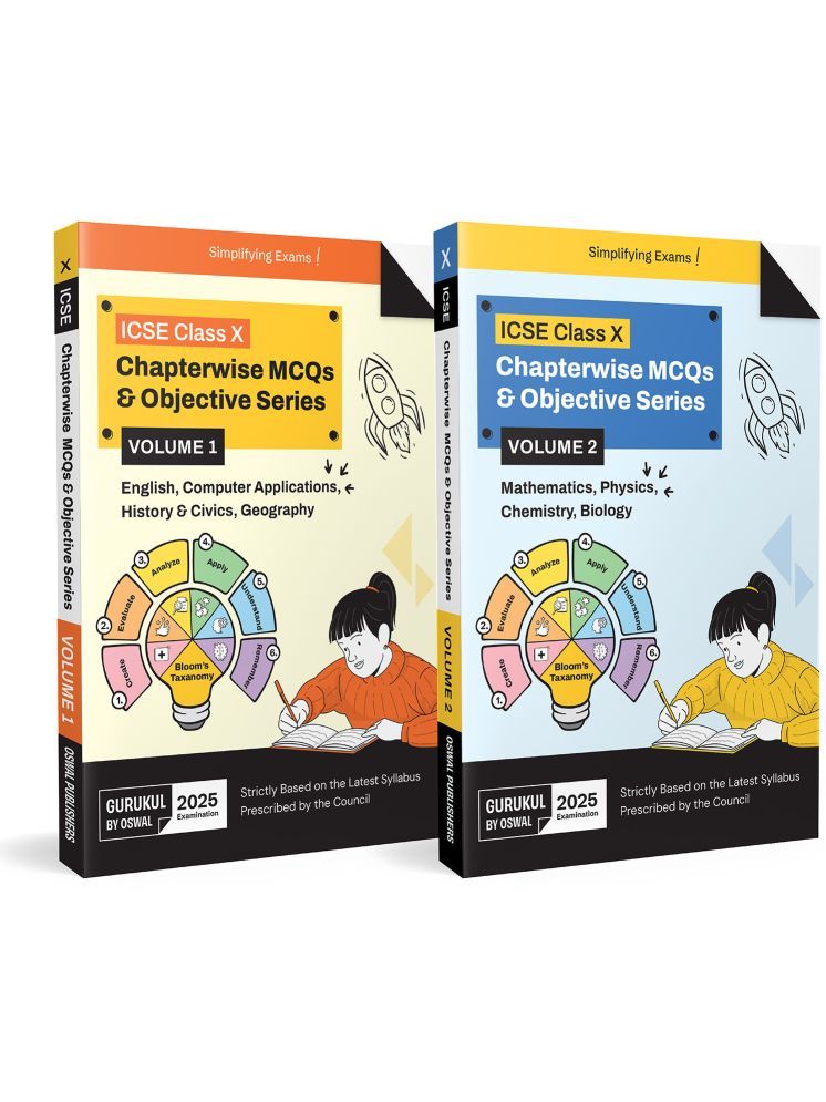     			Gurukul By Oswal Chapterwise MCQs & Objective Series Vol I & II Bundle for ICSE 10 Exam 2025 (Set of 2) - English, History & Civics, Geography, Comput