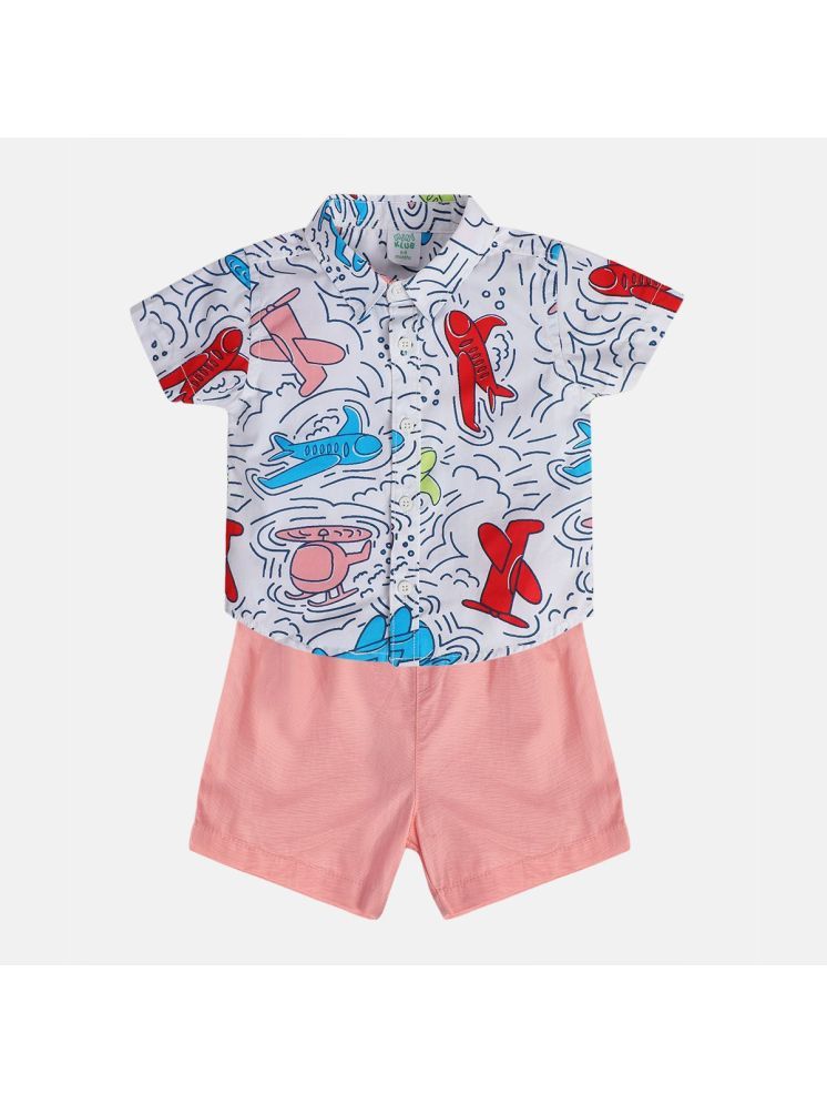     			MINI KLUB White Cotton Baby Boy Shirt & Shorts ( Pack of 1 )