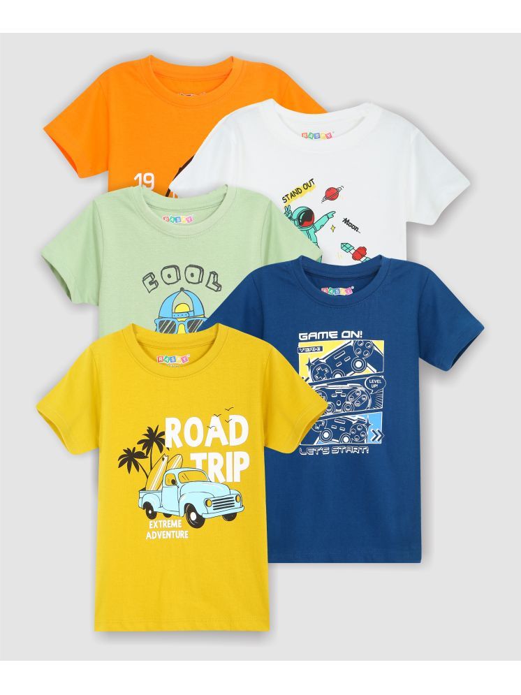     			RASPY Multicolor Cotton Blend Round Neck Boys T-Shirt ( Pack of 5 )