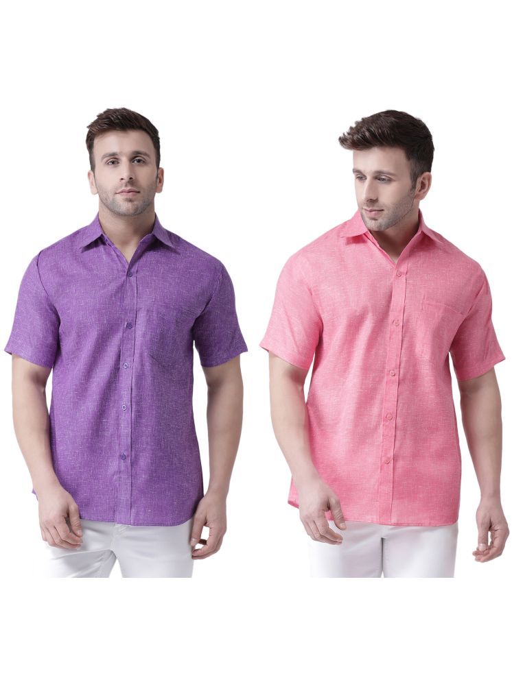     			RIAG Cotton Blend Regular Fit Solids Half Sleeves Men's Casual Shirt - Pink ( Pack of 2 )