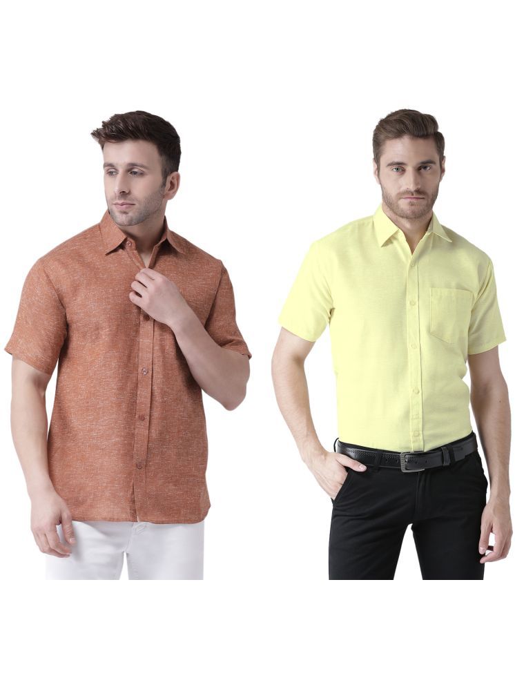     			RIAG Cotton Blend Regular Fit Solids Half Sleeves Men's Casual Shirt - Yellow ( Pack of 2 )