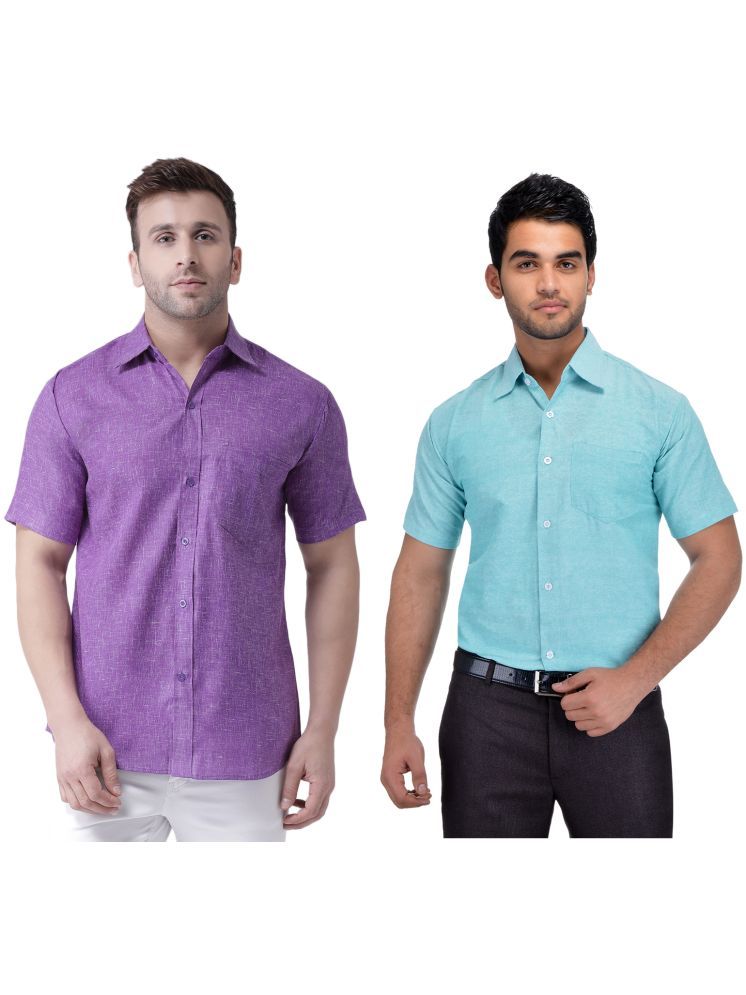     			RIAG Cotton Blend Regular Fit Solids Half Sleeves Men's Casual Shirt - Light Blue ( Pack of 2 )