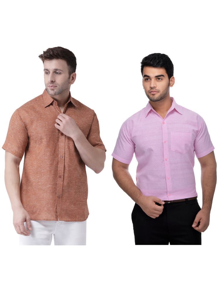     			RIAG Cotton Blend Regular Fit Solids Half Sleeves Men's Casual Shirt - Pink ( Pack of 2 )