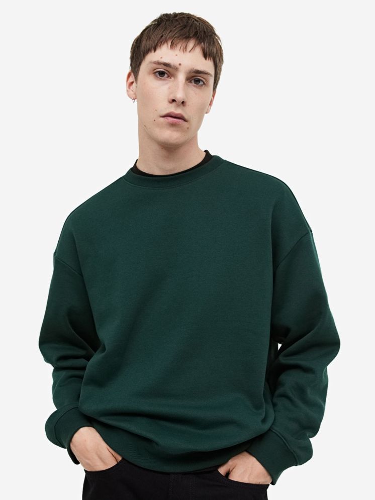     			curvy comfort Cotton Blend Regular Fit Solid Full Sleeves Men's Round T-Shirt - Green ( Pack of 1 )