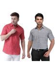 KLOSET By RIAG Cotton Blend Regular Fit Solids Half Sleeves Men's Casual Shirt - Grey ( Pack of 2 )