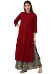 Yash Gallery Cotton Solid Kurti With Sharara And Gharara Women's Stitched Salwar Suit - Maroon ( Pack of 1 )