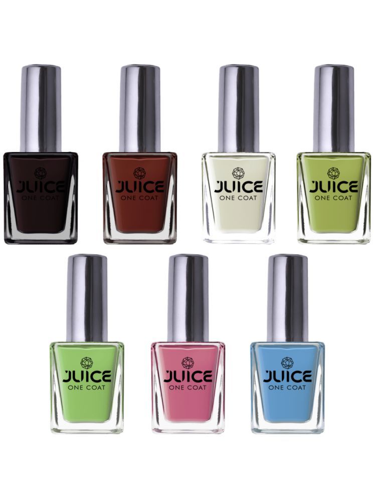     			Juice Nail Paint 11ml Each (Pack of 7) (Merlot, Coco Brown, Ocean Blue, Pink Berry, Green, Bright Green, Brown)