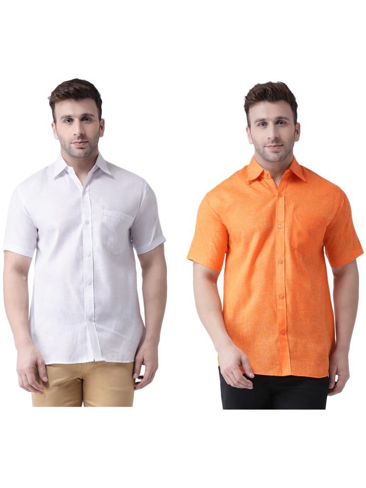     			KLOSET By RIAG Cotton Blend Regular Fit Solids Half Sleeves Men's Casual Shirt - Orange ( Pack of 2 )