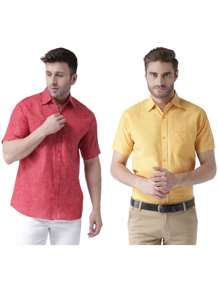     			KLOSET By RIAG Cotton Blend Regular Fit Solids Half Sleeves Men's Casual Shirt - Mustard ( Pack of 2 )