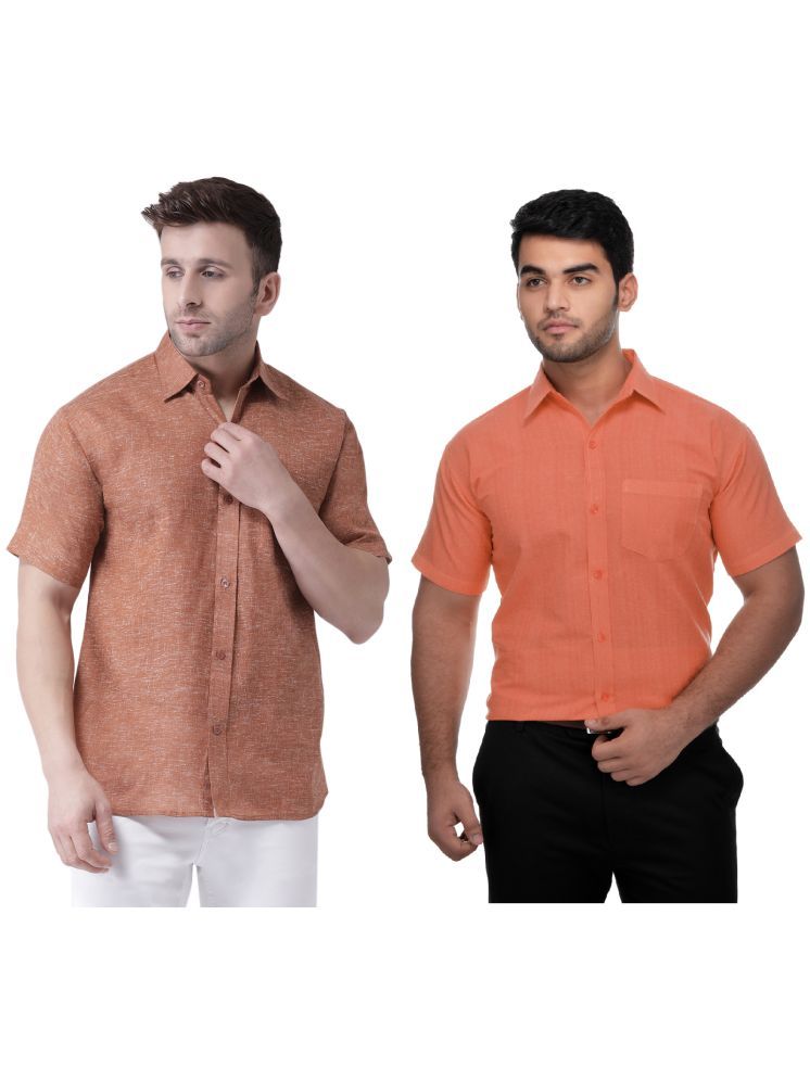     			KLOSET By RIAG Cotton Blend Regular Fit Solids Half Sleeves Men's Casual Shirt - Orange ( Pack of 2 )