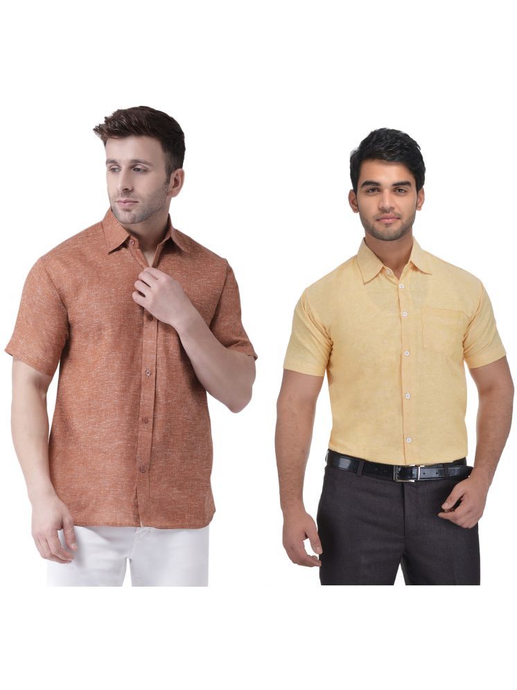     			KLOSET By RIAG Cotton Blend Regular Fit Solids Half Sleeves Men's Casual Shirt - Beige ( Pack of 2 )