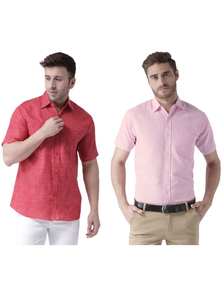     			KLOSET By RIAG Cotton Blend Regular Fit Solids Half Sleeves Men's Casual Shirt - Pink ( Pack of 2 )